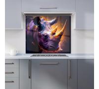 Warren Reed - Designer Golden Rhino Face Splashart Kitchen Splashback in Grey | Size: 600mm x 600mm Warren Reed - Designer Grey 600mm x 600mm