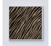 Warren Reed - Designer Golden Zebra Print Framed Canvas in Off-White | Size: w40 inch x h40 inch Warren Reed - Designer Off-White w40 inch x h40 inch