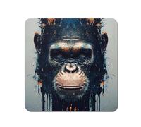 Warren Reed - Designer Gorilla Face Splashart Coasters - Set of 4 in Brown Warren Reed - Designer Brown