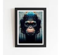 Warren Reed - Designer Gorilla Face Splashart Framed Art Print in Black | Size: W16" x H24" Warren Reed - Designer Black W16" x H24"