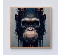 Warren Reed - Designer Gorilla Face Splashart Framed Canvas in Light Brown | Size: W30" x H30" Warren Reed - Designer Light Brown W30" x H30"