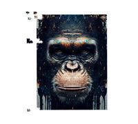 Warren Reed - Designer Gorilla Face Splashart Jigsaw Puzzle in Brown | Size: 500 Piece Warren Reed - Designer Brown 500 Piece