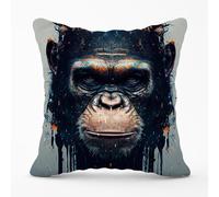 Warren Reed - Designer Gorilla Face Splashart Outdoor Cushion in Brown | Size: 45 cm x 45 cm Warren Reed - Designer Brown 45 cm x 45 cm
