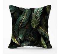 Warren Reed Green and Gold Leaves Outdoor Cushion - 45cm x 45cm