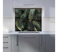 Warren Reed - Designer Green And Gold Leaves Kitchen Splashback W600Mm X H600Mm, Multi