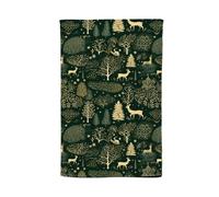 Warren Reed - Designer Green Christmas Woodlands Tea Towel Warren Reed - Designer Green