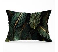 Warren Reed Green and Gold Leaves Cushions - 33cm x 48cm