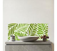Warren Reed Designer Green Leaf Pattern Glass Bathroom Splashback
