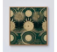 Warren Reed - Designer Green Moon & Sun Abstract Pattern Framed Canvas in Light Brown | Size: W30" x H30" Warren Reed - Designer Light Brown W30" x H30"