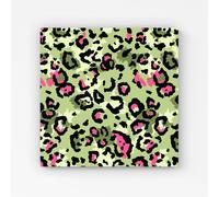 Warren Reed - Designer Green & Pink Leopard Print Canvas | Size: W16" x H16" Warren Reed - Designer Green W16" x H16"
