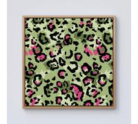 Warren Reed - Designer Green & Pink Leopard Print Framed Canvas in Light Brown | Size: w40 inch x h40 inch Warren Reed - Designer Light Brown w40 inch x h40 inch