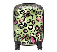 Green And Pink Leopard Print Suitcase Warren Reed - Designer Green Mini Cabin