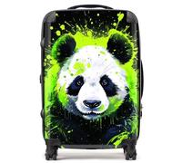 Warren Reed - Designer Green Splashart Panda Face Suitcase Medium, Multi