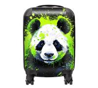 Warren Reed - Designer Green Splashart Panda Face Suitcase Small, Multi