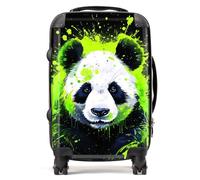 Warren Reed - Designer Green Splashart Panda Face Suitcase Cabin, Multi