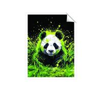 Warren Reed - Designer Green Splashart Panda Face Unframed Art Print | Size: W16" x H24" Warren Reed - Designer Multicolor W16" x H24"