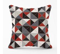 Warren Reed Designer Grey Red Triangle Geometric Cushions 45Cm X 45Cm