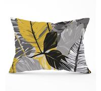 Warren Reed - Designer Grey Yellow Floral Leaves Cushions | Size: 60 cm x 60 cm Warren Reed - Designer Yellow 60 cm x 60 cm