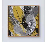 Warren Reed - Designer Grey Yellow Floral Leaves Framed Canvas in Light Brown | Size: W30" x H30" Warren Reed - Designer Light Brown W30" x H30"