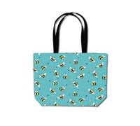 Warren Reed - Designer Hand Drawn Busy Bees Beach Shopper Tote Bag in Blue Warren Reed - Designer Blue