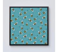 Warren Reed - Designer Hand Drawn Busy Bees Framed Canvas in Black | Size: W16" x H16" Warren Reed - Designer Black W16" x H16"