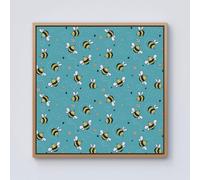 Warren Reed - Designer Hand Drawn Busy Bees Framed Canvas in Light Brown | Size: W16" x H16" Warren Reed - Designer Light Brown W16" x H16"