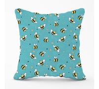 Warren Reed - Designer Hand Drawn Busy Bees Outdoor Cushion in Blue | Size: 45 cm x 45 cm Warren Reed - Designer Blue 45 cm x 45 cm