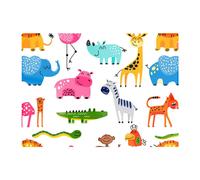Hand Drawn Cartoon Animals Glass Chopping Board Warren Reed - Designer Pink One Size