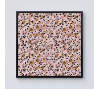 Warren Reed - Designer Hand Drawn Pink Leopard Print Framed Canvas in Black | Size: W16" x H16" Warren Reed - Designer Black W16" x H16"