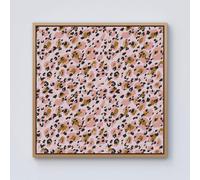 Warren Reed - Designer Hand Drawn Pink Leopard Print Framed Canvas in Light Brown | Size: W16" x H16" Warren Reed - Designer Light Brown W16" x H16"