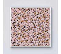 Warren Reed - Designer Hand Drawn Pink Leopard Print Framed Canvas in Off-White | Size: w10 inch x h10 inch Warren Reed - Designer Off-White w10 inch x h10 inch