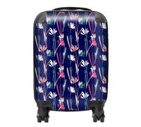 Warren Reed - Designer Hand Drawn Wild Flowers Suitcase in Blue | Size: Large Warren Reed - Designer Blue Large