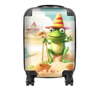 Happy Frog On A Beach Holiday Suitcase Warren Reed - Designer Yellow Small