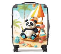 Warren Reed - Designer Happy Panda On A Beach Holiday Suitcase - Lightweight Hard Case, TSA Lock, 4 Spinner Wheels