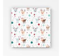 Warren Reed - Designer Happy Reindeer With Christmas Lights Canvas in White | Size: W30" x H30" Warren Reed - Designer White W30" x H30"