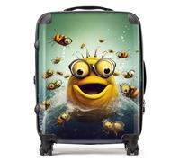 Warren Reed - Designer Happy Worm and Bees Splashart Suitcase - Lightweight Hard Case, TSA Lock, 4 Spinner Wheels