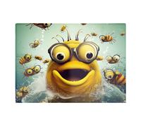 Happy Worm And Bees Splashart Chopping Board Warren Reed - Designer Yellow One Size