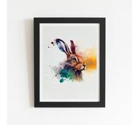 Warren Reed - Designer Hare Close Up Splashart Framed Art Print in Black | Size: W24" x H36" Warren Reed - Designer Black W24" x H36"
