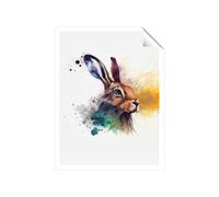 Warren Reed - Designer Hare Close Up Splashart Unframed Art Print | Size: W16" x H24" Warren Reed - Designer Multicolor W16" x H24"