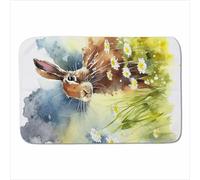 Warren Reed - Designer Hare & Daisies Watercolour Sherpa Blanket in Brown | Size: Large Warren Reed - Designer Brown Large