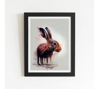 Warren Reed - Designer Hare Face Splashart Framed Art Print in Black | Size: W24" x H36" Warren Reed - Designer Black W24" x H36"