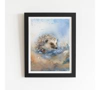 Warren Reed - Designer Hedgehog Watercolour Framed Art Print in Black | Size: W20" x H30" Warren Reed - Designer Black W20" x H30"