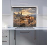 Warren Reed - Designer Highland Cow And A Cottage Kitchen Splashback W900Mm X H750Mm, Multi