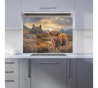 Warren Reed - Designer Highland Cow And A Cottage Kitchen Splashback W900Mm X H650Mm, Multi