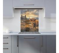 Warren Reed - Designer Highland Cow And A Cottage Kitchen Splashback - W600mm x H750mm