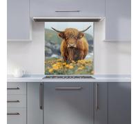Warren Reed - Designer Highland Cow By The Coast Kitchen Splashback W600Mm X H650Mm, Multi