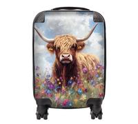 Highland Cow in A Summer Meadow Suitcase - Lightweight Hard Case, TSA Lock, 4 Spinner Wheels