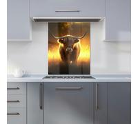 Warren Reed - Designer Highland Cow Sunset Kitchen Splashback W600Mm X H750Mm, Multi