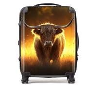 Warren Reed - Designer Highland Cow Sunset Suitcase Large, Multi
