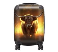 Warren Reed - Designer Highland Cow Sunset Suitcase - Lightweight Hard Case, TSA Lock, 4 Spinner Wheels